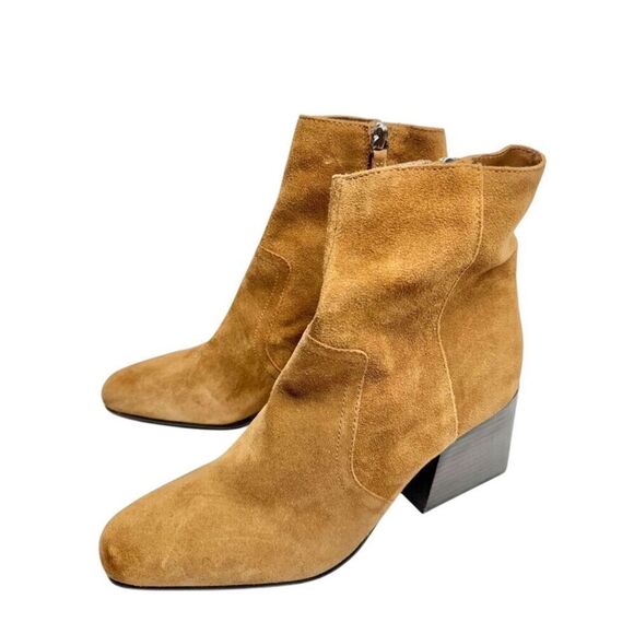 Blondo‎ Salome Tan Suede Boots Size 9 Waterproof Block Heel Ankle Booties - Picture 1 of 8